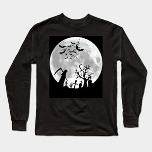 scary halloween moon Long Sleeve T-Shirt